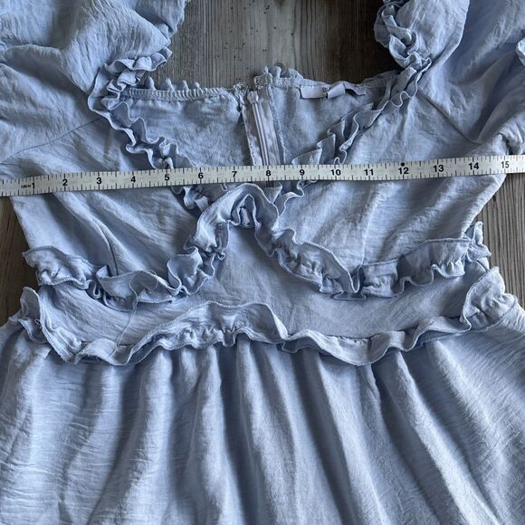 Blashe Blue Babydoll Flutter Ruffle Dress Size Small - Picture 7 of 8